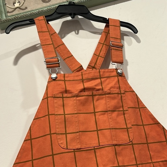 Obey Estate Overall Dress Cotton Blend Denim Window Pane Print Checkered mini - Picture 3 of 7